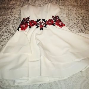 B darlin white dress with red roses